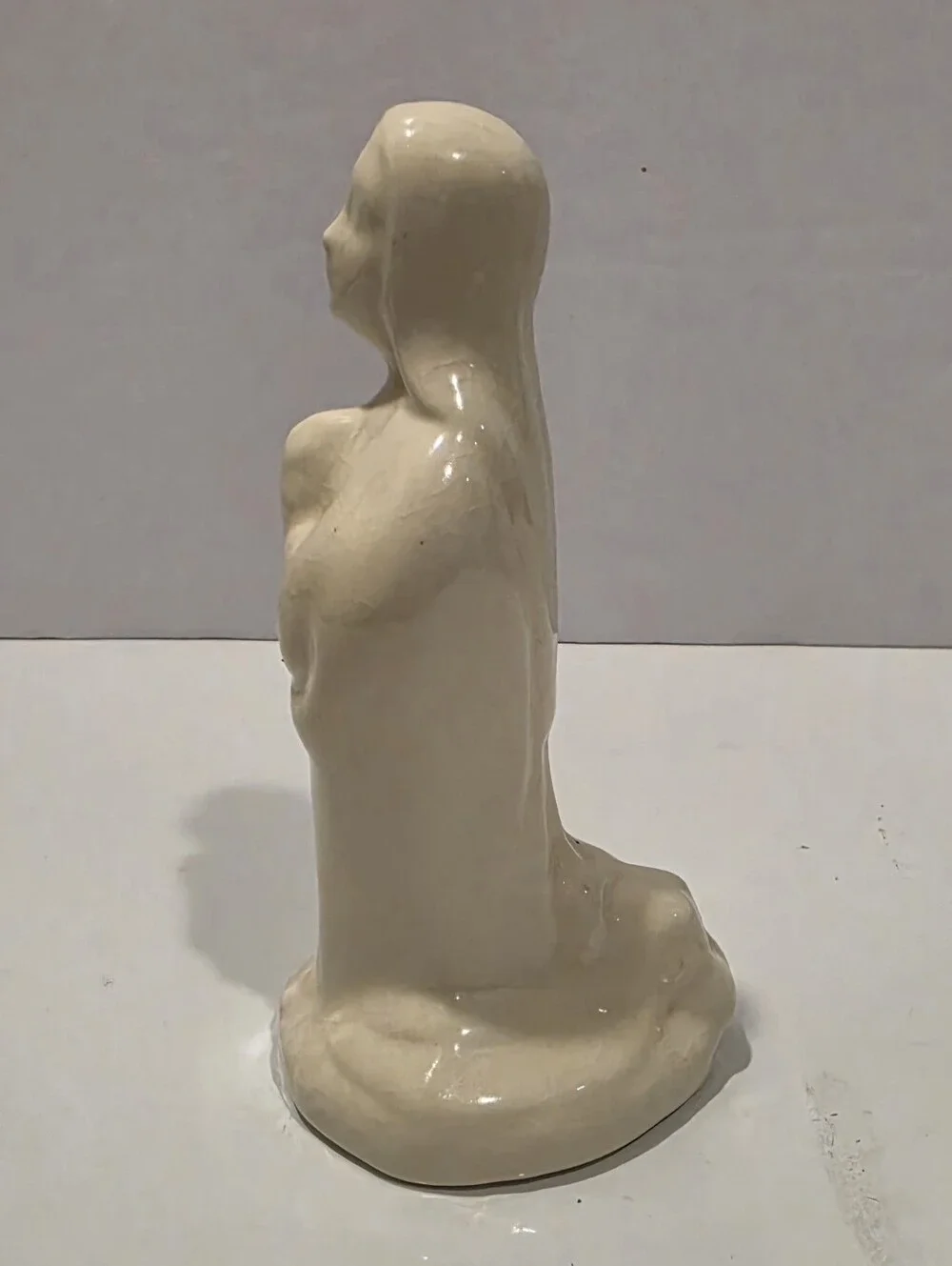 Cream Ceramic Praying Figurine - Elegant Home Accent